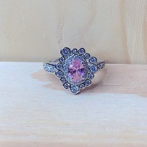 Light Pink & White Topaz Ring